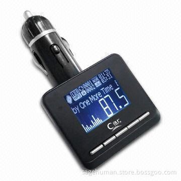 1.4-inch FM Transmitter, RDS Technology/12 to 24V Voltages, Supports USB Disk and SD/MMC Card